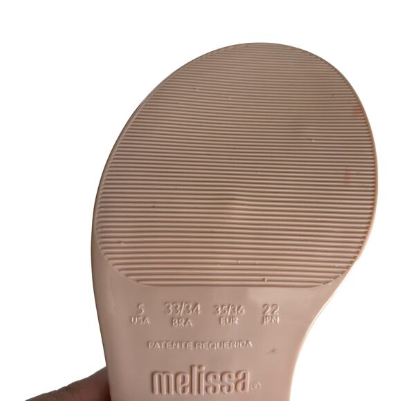 Melissa Women’s Shiny Pink Metallic Toe Strap Block Heel Sandals Size 5 - Picture 6 of 7